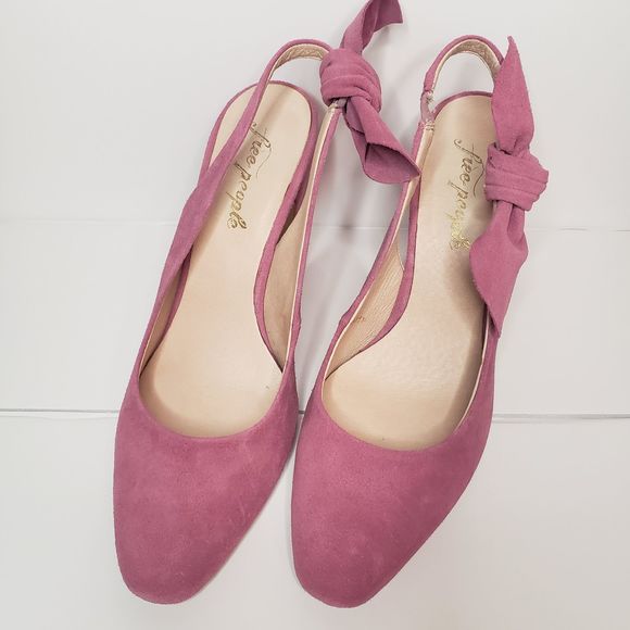 Free People Lavender Sling Back Heels with Bow - Picture 4 of 9
